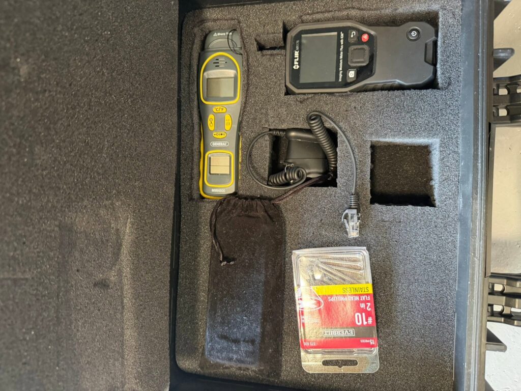 FLIR MR176 thermal imaging moisture meter and General MMH800 moisture detector used for water damage restoration in Bellingham, WA